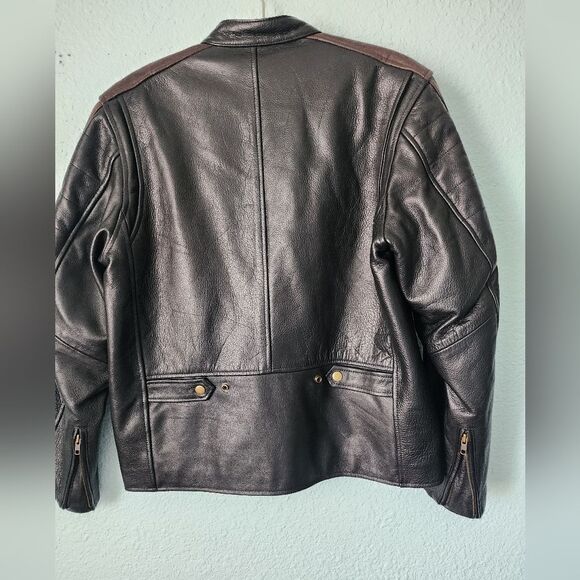 Amadeo Black and Brown Leather Bomber Jacket - Picture 4 of 10